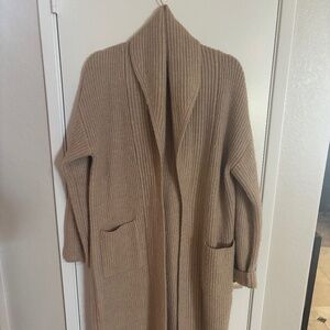 A New Day Chunky Knit Long Cardigan Sweater Medium Tan